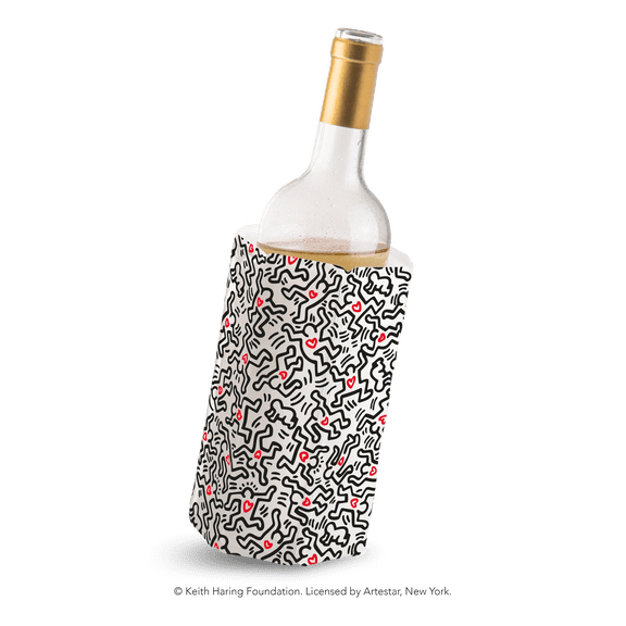 Vacu Vin Wine Cooler Sleeve Keith Haring Edition  Portable Reusable Gel Sleeve  Chills Wine Without Ice  Fits Standard 750ml Wine Bottles