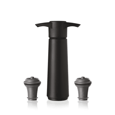 Vacu Vin Wine Saver Pump Black with Vacuum Wine Stoppers - Keep Your Wine Fresh for up to 10 Days - 1 Pump 2 Stoppers - Reusable - Made in the Netherlands