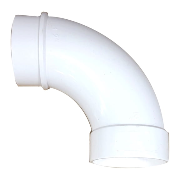 Vaculine Central Vacuum Cleaner White 2 Inch PVC 90 Degree Sweep Spigot Fitting