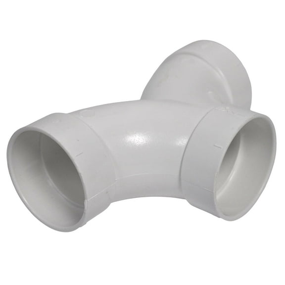 Vaculine Central Vacuum Cleaner White 2 Inch PVC Elbow 3-Way Fitting