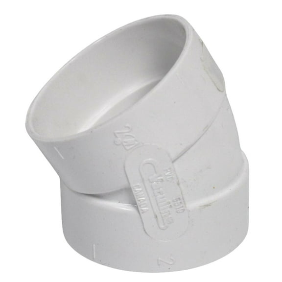 Vaculine Central Vacuum Cleaner White 2 Inch PVC Ell 30 Degree Fitting