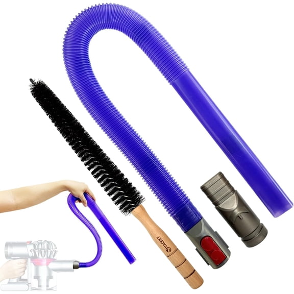 Vacuum Accessories & Attachment Compatible with Dyson V7 V8 V10 V11 V15 V6 DC58 DC59 - Dryer Vent Cleaner Kit & Refrigerator Condenser Coil Brush- Flexible Crevice Tool for Small Crevice