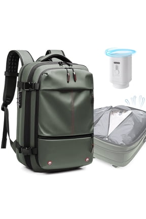 Vacuum Backpack for Travel, 60L Expandable Compression Bag with Electric Vacuum Pump, Water Resistant and Anti Theft(Army Green)