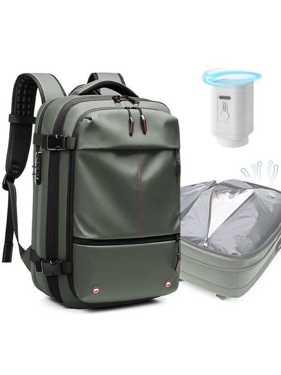 Vacuum Backpack for Travel, 60L Expandable Compression Bag with Electric Vacuum Pump, Water Resistant and Anti Theft(Army Green)