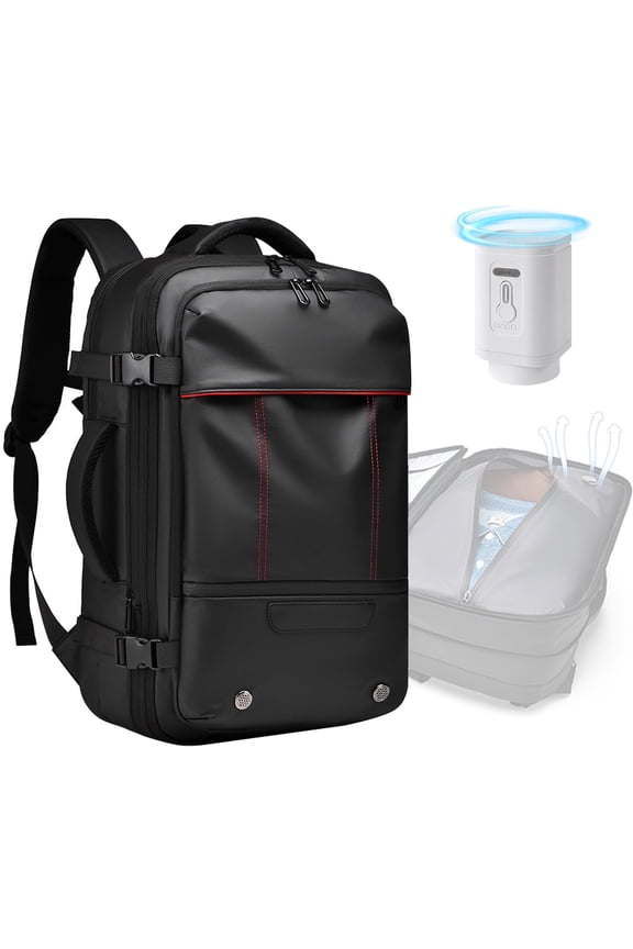 Vacuum Backpack for Travel, 60L Expandable Compression Bag with Electric Vacuum Pump, Water Resistant and Anti Theft(Black-3)