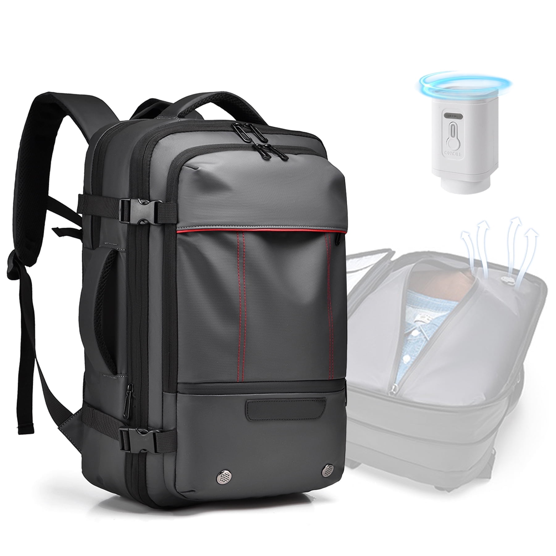Kahopy Vacuum Backpack for Travel, 60L Expandable Compression Bag with Electric Vacuum Pump, Water Resistant and Anti Theft(Gery-3)