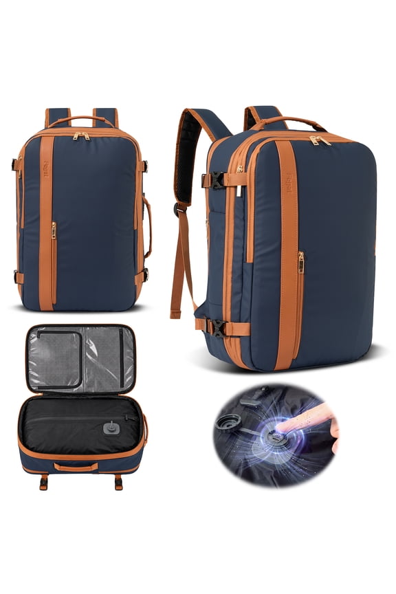 Vacuum Backpack for Travel,New Upgrade 60L Expandable Compression Bag with One-Button,Pump & TSA Lock,Vacuum Seal Backpack Flight Approved,Carry on Backpacks for Travel Business