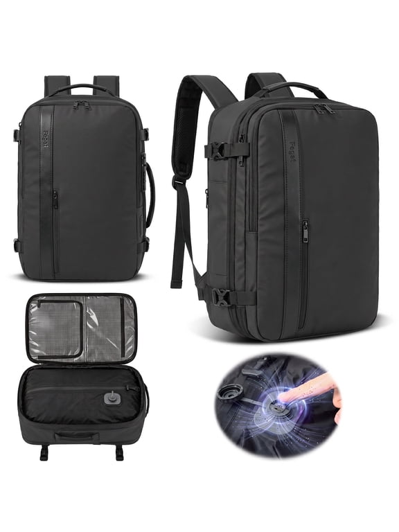 Fegat Vacuum Backpack for Travel,New Upgrade 60L Expandable Compression Bag with One-Button,Pump & TSA Lock,Vacuum Seal Backpack Flight Approved,Carry on Backpacks for Travel Business