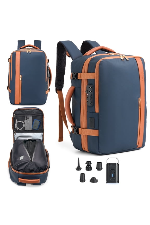 Vacuum Backpack for Travel,60L Expandable Compression Bag with Pump & TSA Lock,Vacuum Seal Backpack Flight Approved,Airbag Personal Item Carry on Backpacks for Travel Business