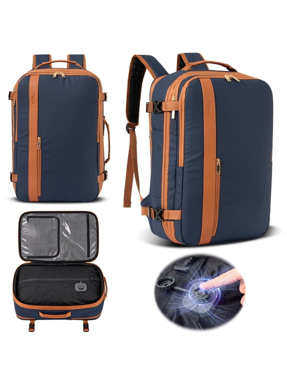 Fegat Vacuum Backpack for Travel,New Upgrade 60L Expandable Compression Bag with One-Button,Pump & TSA Lock,Vacuum Seal Backpack Flight Approved,Carry on Backpacks for Travel Business