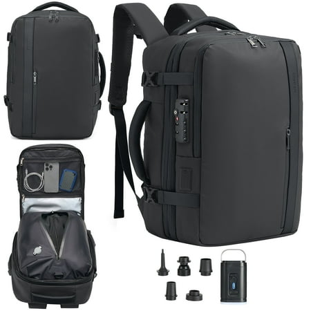 Fegat Vacuum Backpack for Travel,60L Expandable Compression Bag with Pump & TSA Lock,Vacuum Seal Backpack Flight Approved,Airbag Personal Item Carry on Backpacks for Travel Business