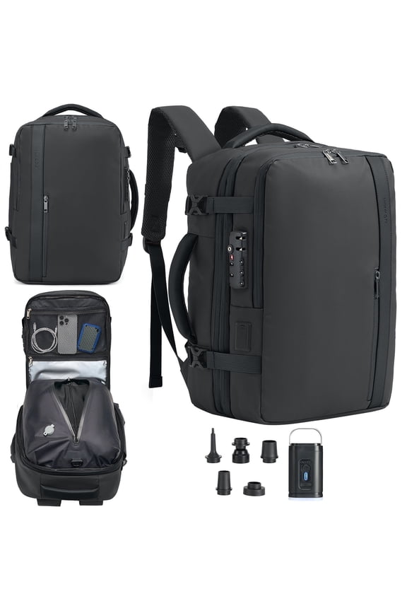 Vacuum Backpack for Travel,60L Expandable Compression Bag with Pump & TSA Lock,Vacuum Seal Backpack Flight Approved,Airbag Personal Item Carry on Backpacks for Travel Business