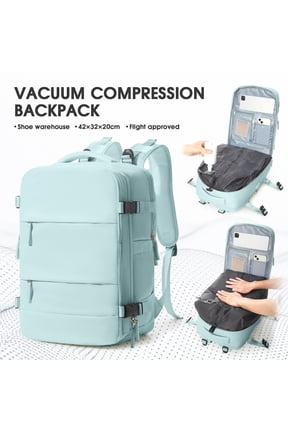 Vacuum Backpack for Travel, Vacuum Seal Carry on Backpack with Vacuum Compression, Travel Backpack with Pump for Women Men Airline Approved, Air Vacpack for Work College Daypack, Light Blue