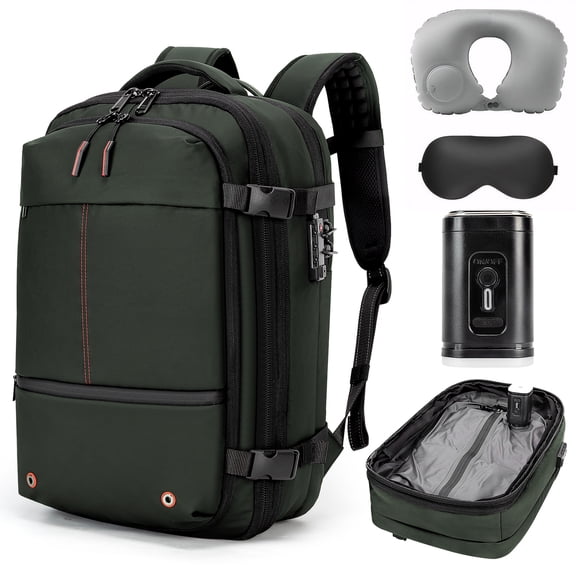 Vacuum Backpack for Travel Water Resistant , Kabaqoo 60L Expandable Vacuum Compression Bag with Electric Vacuum Pump, TSA Lock, Wet Dry Separation, Gifts