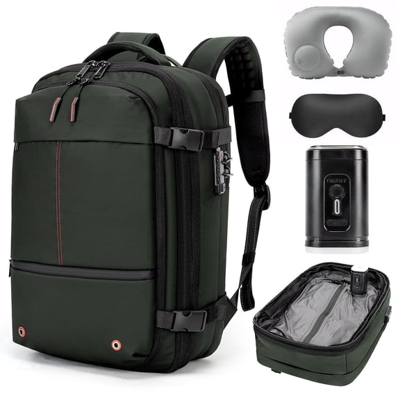 Vacuum Backpack for Travel Water Resistant , Kabaqoo 60L Expandable Vacuum Compression Bag with Electric Vacuum Pump, TSA Lock, Wet Dry Separation, Gifts