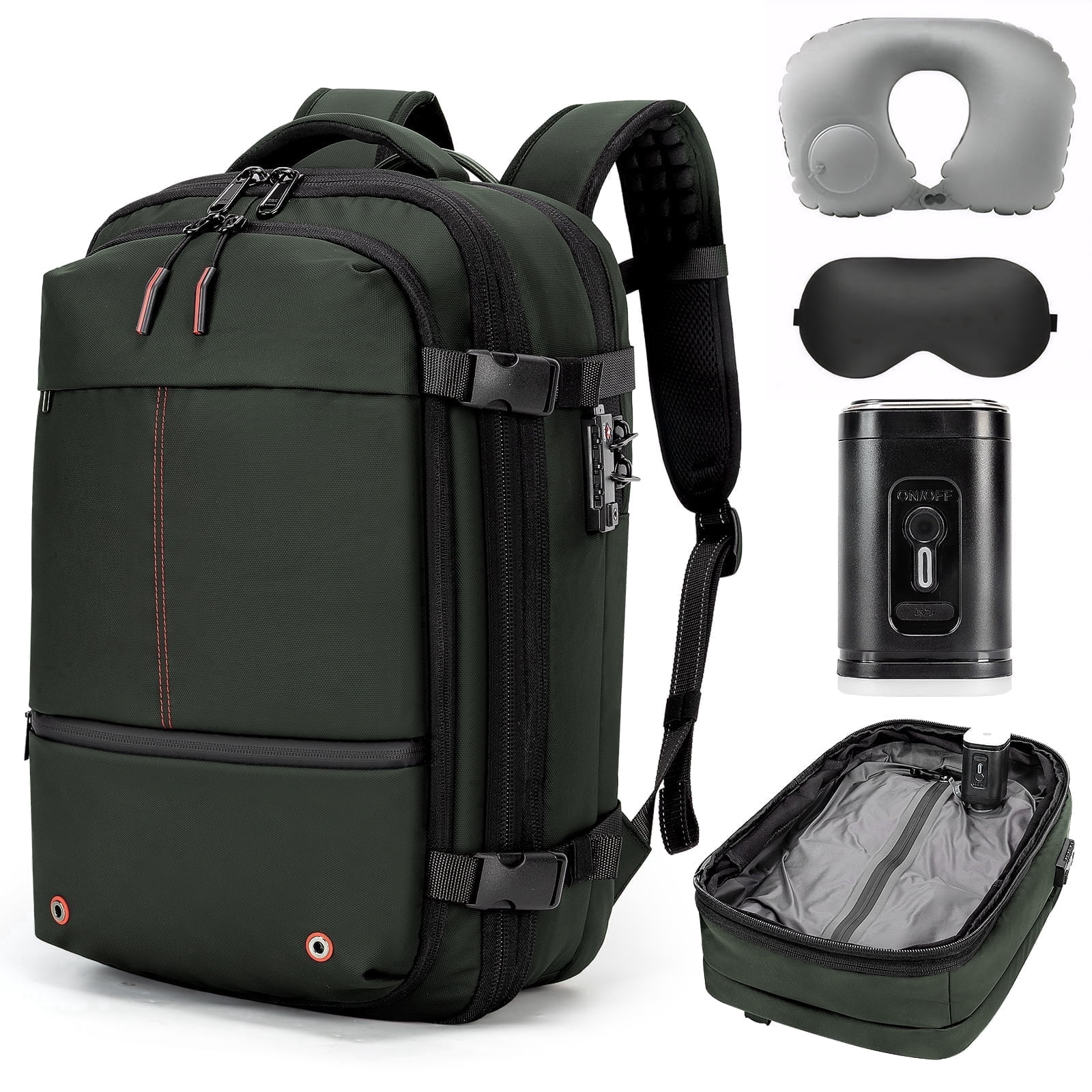 Vacuum Backpack for Travel Water Resistant , Kabaqoo 60L Expandable Vacuum Compression Bag with Electric Vacuum Pump, TSA Lock, Wet Dry Separation, Gifts