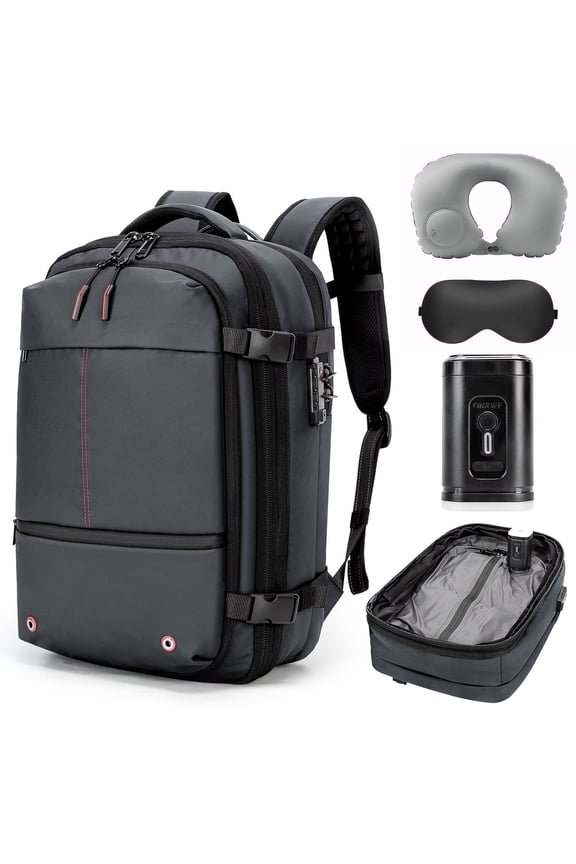 Vacuum Backpack for Travel Water Resistant , Kabaqoo 60L Expandable Vacuum Compression Bag with Electric Vacuum Pump, TSA Lock, Wet Dry Separation, Gifts
