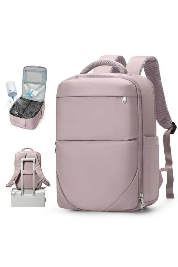 Air Seal Travel Backpack Vacuum Compression Backpack Travel with Pump, Vacpack Vacuum Seal Carry on Backpack for Traveling Airline Approved, Waterproof Airpack Laptop Backpack 17 Inch Airback Pink