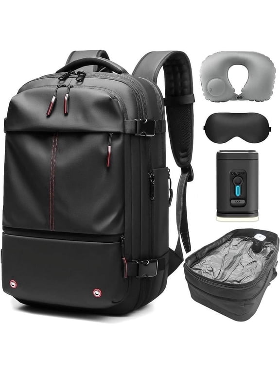 Vacuum Backpack for Travel Water Resistant , Kabaqoo 60L Expandable Vacuum Compression Bag with Electric Vacuum Pump, TSA Lock, Wet Dry Separation, Gifts