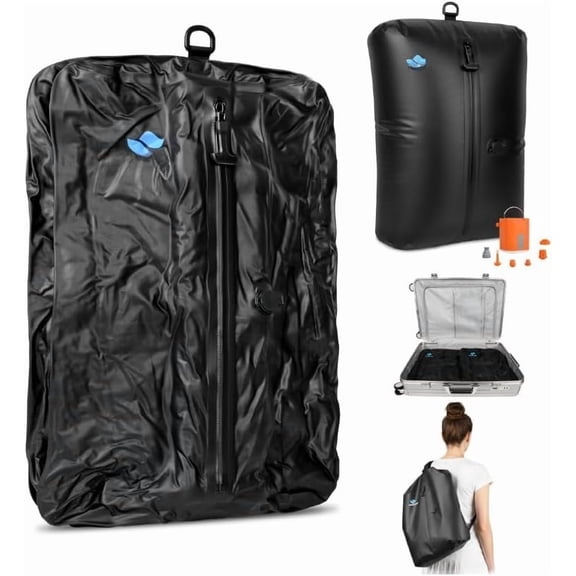 Vacuum Bags for Travel with Pump, 40L Vacuum Compression Bag with Adjustable Strap, IP67 Vacuum Packing Cubes for Luggage, Backpack, Suitcase, Yoga, Swim, Beach