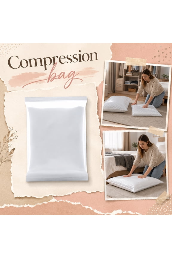 Vacuum Bags for Travel, Vacuum Seal Bags for Clothing, Under Bed Storage, Stuffed Animal Storage, Generic Milky White Vacuum Compression Storage Bag for Travel