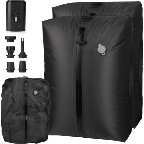 Vacuum Bags for Travel with Pump, 2 Pack TPU Reusable Compression Waterproof Zipper, Space Saver Bag Suitcase, Backpack, Black