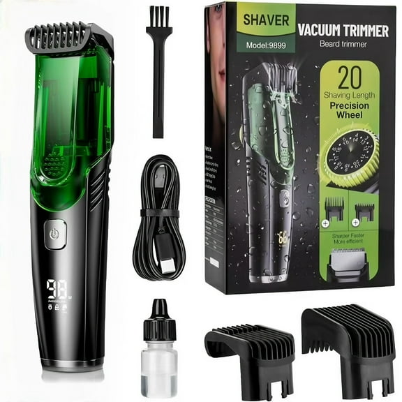 Vacuum Beard Trimmer for Men with , Trimmer for Mustache, Sideburns, Facial Hair