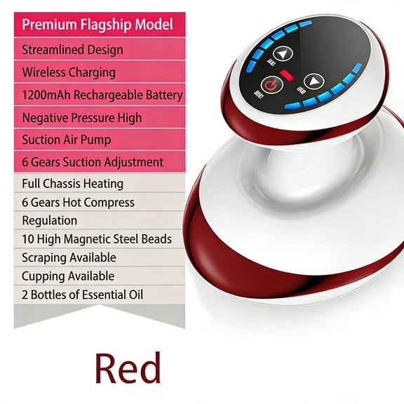 Vacuum Body Face Lifting Device - Cupping Massager with Heat Therapy - 9 Adjustable Suction Levels - Red Light Therapy for Muscle Tension Relief