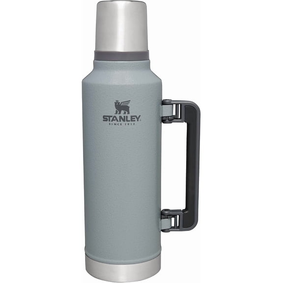 Vacuum Bottle 2.0 Qt Wide Mouth Leakproof Lid Insulated Stainless Steel Thermos BPA-Free Hammertone Silver