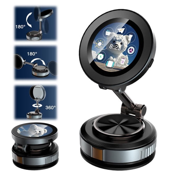 Vacuum Car Mount with Smart LED Touch Screen,2026 Upgrade 360 Adjustable Car Phone Holder,Multi-Functional Foldable Car Phone Holder with Suction Cup Mount for Car,Office Desk & Bedroom