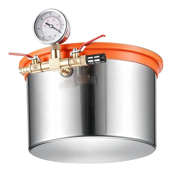 Vacuum Chamber 1.5 Gallon Stainless Steel Tempered Glass Lid Hose Air Filter Resin Casting Wood Epoxies