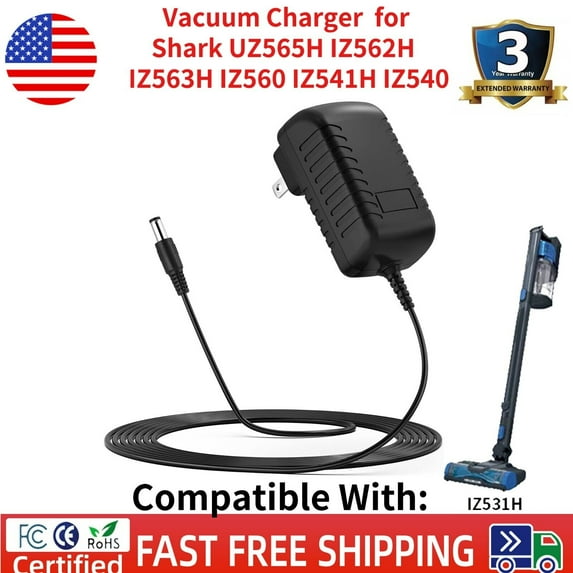 Vacuum Charger for Shark UZ565H IZ562H IZ563H IZ560 IZ541H IZ540 Power Cord