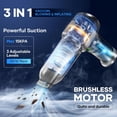 thumbnail image 1 of Vacuum Cleaner 3-in-1 Cordless Handheld with 15000PA Suction, 7500mAh Battery, Duster & Inflator for Car Home Office, 1 of 6