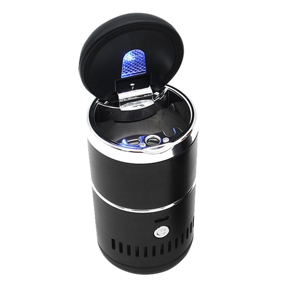 Vacuum Cleaner Ashtray Creative Car Smokeless Ashtray with Lid LED Light for Car Cup Holder Home Office Ashtray Silver