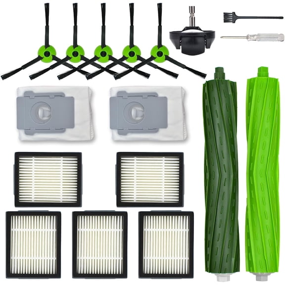 Vacuum Cleaner Attachment Kit Compatible with iRobot Roomba J5+ J6+ J7+ J8+ J9+ Combo i5+ Combo J5+, 1 Main Brush, 2 Dirt Bag, 5 Filter, 5 Side Brush, 1 Caster Wheel