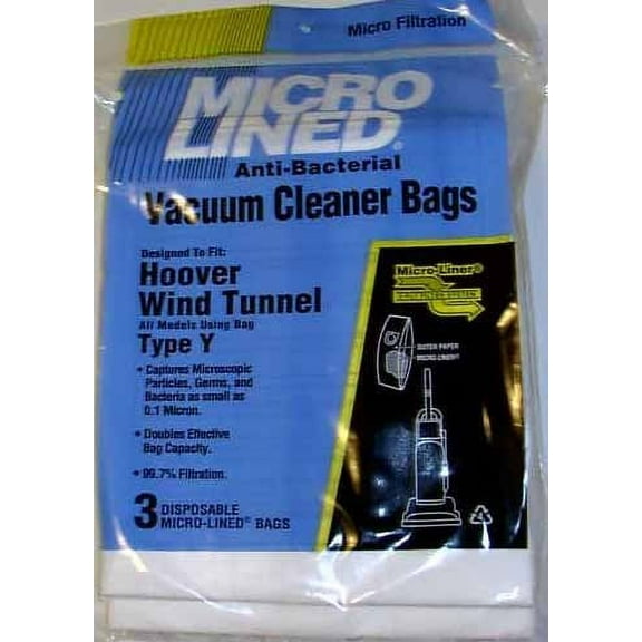 Vacuum Cleaner Bags -Type Y Set of 3 by Compatible with Hoover
