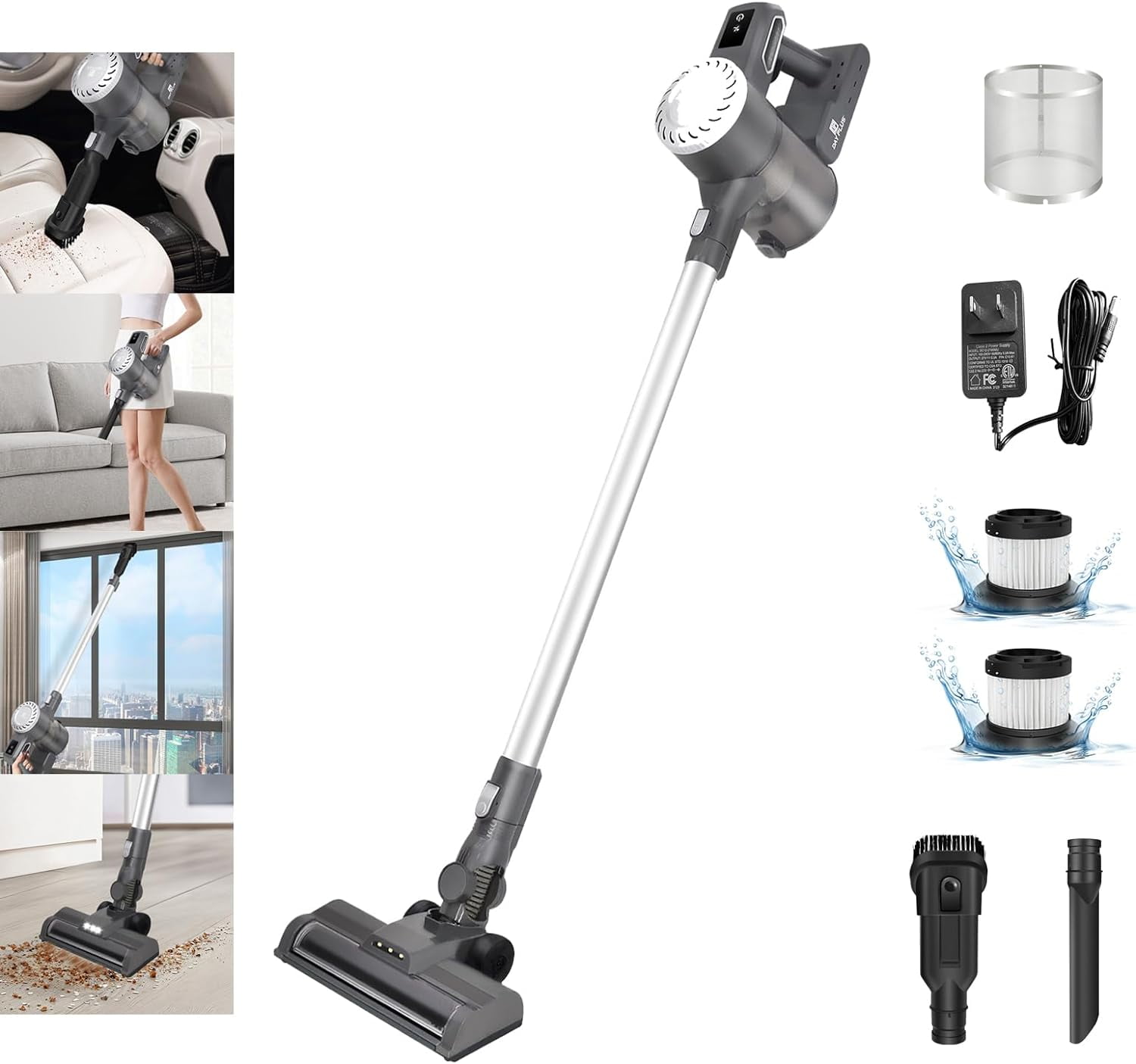 Vacuum Cleaner Cordless Vacuum Stick Vacuum Cleaner with 11Kpa Super Suction, Lightweight Vacuum Cleaners for Home, Vacuum Cleaners for Home Pets, Hardwood Floor, LED Headlights