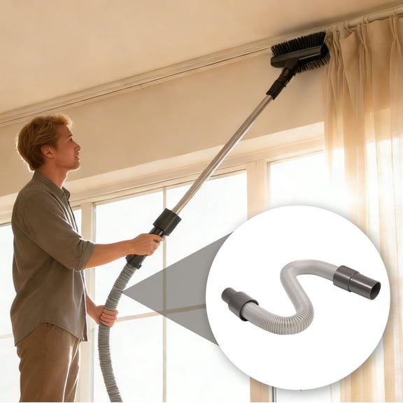 Vacuum Cleaner Hose Extension with 35mm to 32mm Adapter, Flexible Stretch Tube Extends to 52cm for Deep Cleaning Under Furniture, Universal Replacement