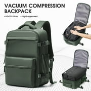 SYCNB Travel Vacuum Backpack with Air Pump, Vacuum Seal Carry on Backpack for Airplanes, Vacuum Back Pack for Travel Backpack with Vacuum Compression Business Day Vacpack Backpack for Women Men Green