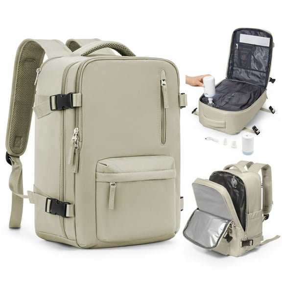 Large Storage Vacuum Compression Travel Backpack Seal Bags with Pump Carry on Vacuum Seal Backpack for Travel on Airplane Work Business Vacpack College Airback Laptop Backpack for Women Men Brown