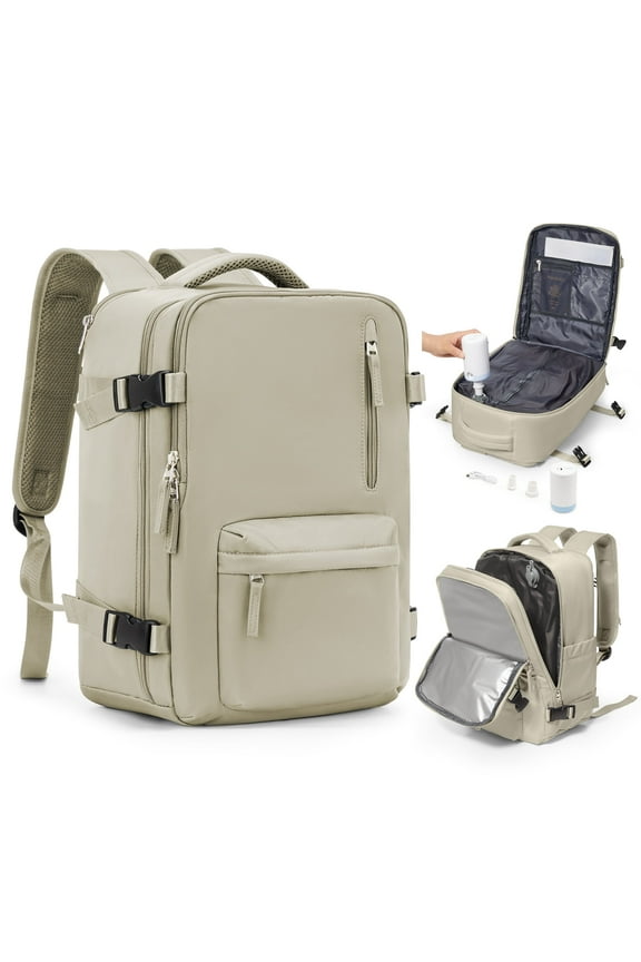 Large Storage Vacuum Compression Travel Backpack Seal Bags with Pump Carry on Vacuum Seal Backpack for Travel on Airplane Work Business Vacpack College Airback Laptop Backpack for Women Men Brown