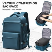 Travel Vacuum Backpack with Air Pump, Vacuum Seal Carry on Backpack for Airplanes, Vacuum Back Pack for Travel Backpack with Vacuum Compression Business Day Vacpack Backpack for Women Men Blue