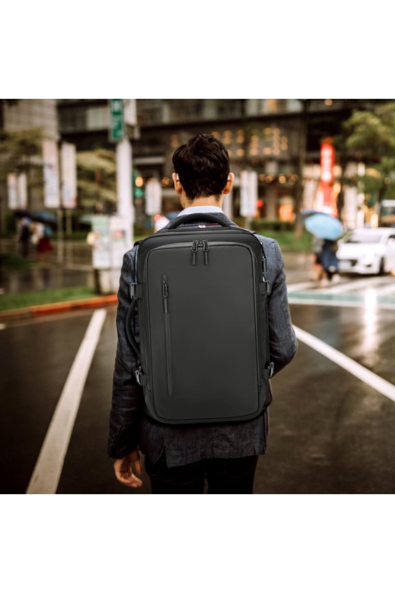 Vacuum Compression Backpack, Expandable Travel Bag, Large Capacity Business Laptop Backpack, Waterproof Durable Nylon, 30x46x17cm