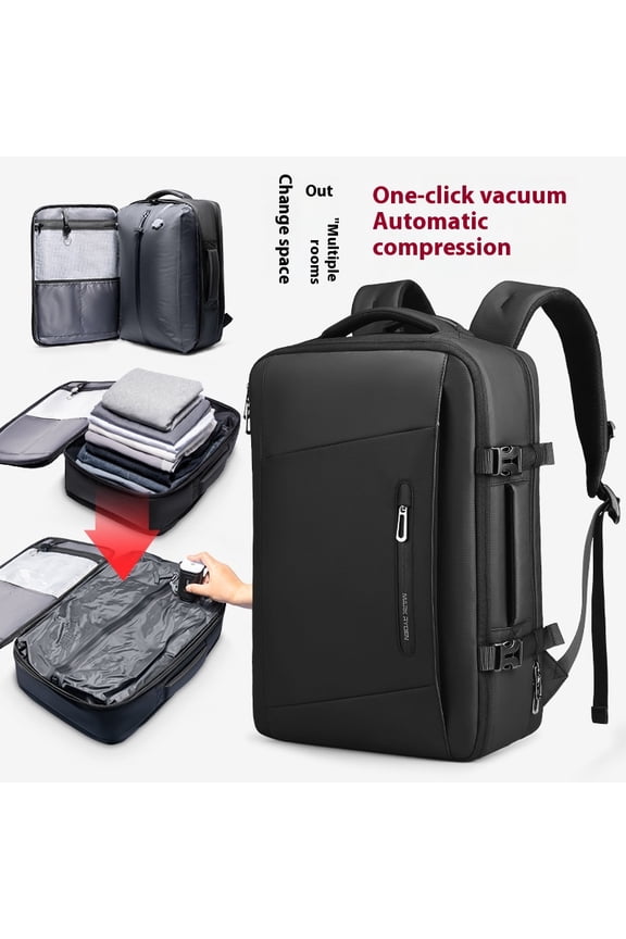 Vacuum Compression Backpack Travel Computer Business,Elegant Black Without Air Pump