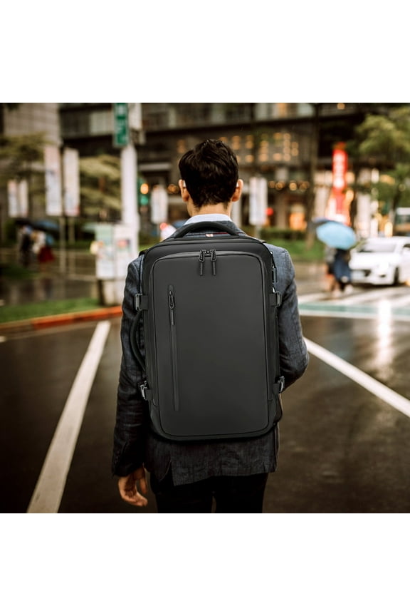 Vacuum Compression Expandable Business Backpack, Waterproof Large Capacity Laptop Bag, Ergonomic Comfortable Travel Backpack for Business Trip Office Outdoor Daily Use