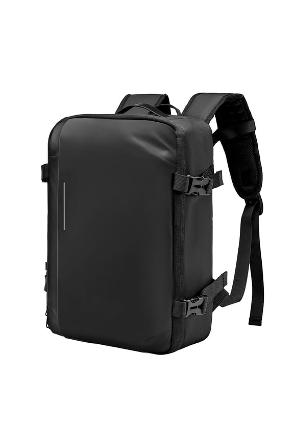 Vacuum Compression Travel Backpack 35L with Electric Air Pump,Water-Resistant Carry-On Luggage with Multiple Compartments,Black Personal Item Bag