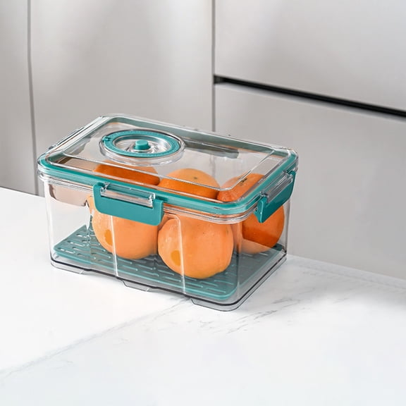 Vacuum Food Storage Container - Airtight Kitchen Jar, Manual Vacuum Seal for Freshness & Freezing, Transparent with Timer Lock, Water Draining Design for Home (1.2L)