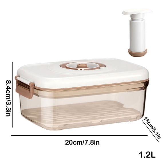 Vacuum Food Storage Container, Refrigerator Vacuum Sealed Box, Large 7L Food Preservation Jar with Drainage Tray, Clear Durable PET Plastic