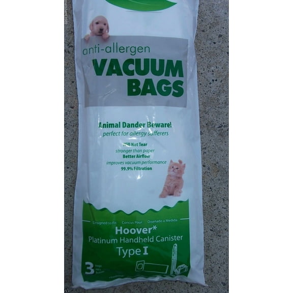 Vacuum Hepa Bag Fit Hoover Platinum Canister Ah10005 3 Pack Type I Uh30010Com