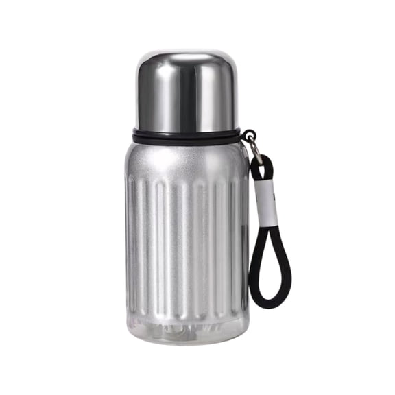 Vacuum Insulated Bottles with Cup Portable Stainless Steel Hot Thermo Bottles for Cold and Hot Drinks Water Coffee Thermo with Cup (Silver)